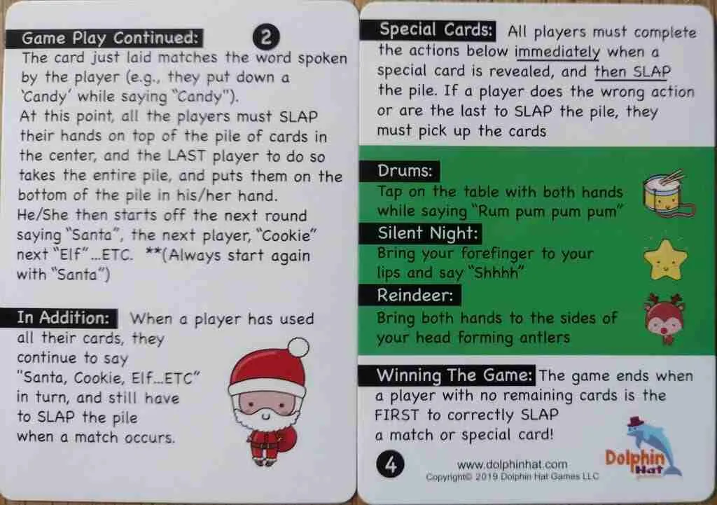 Player performing the Reindeer card action with hands behind head as antlers