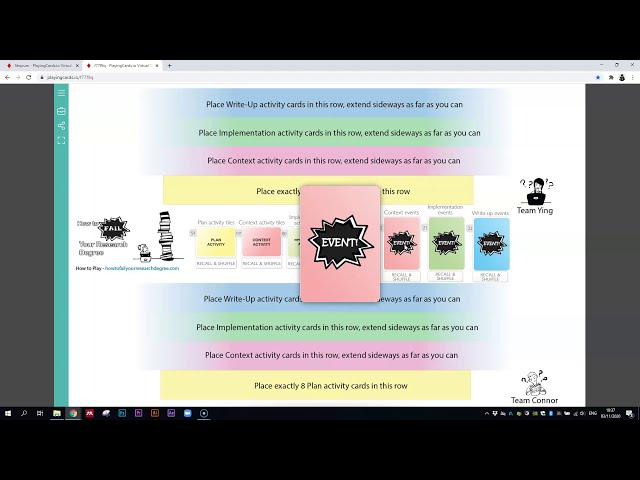 PlayingCards.io browser interface with card game setup