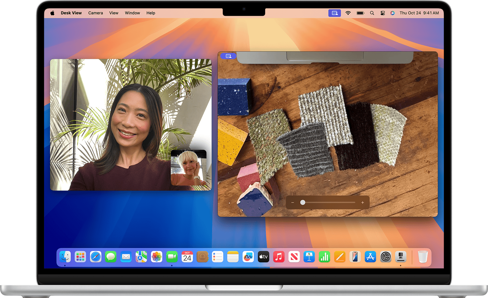 Video call setup showing cards on table with webcam view