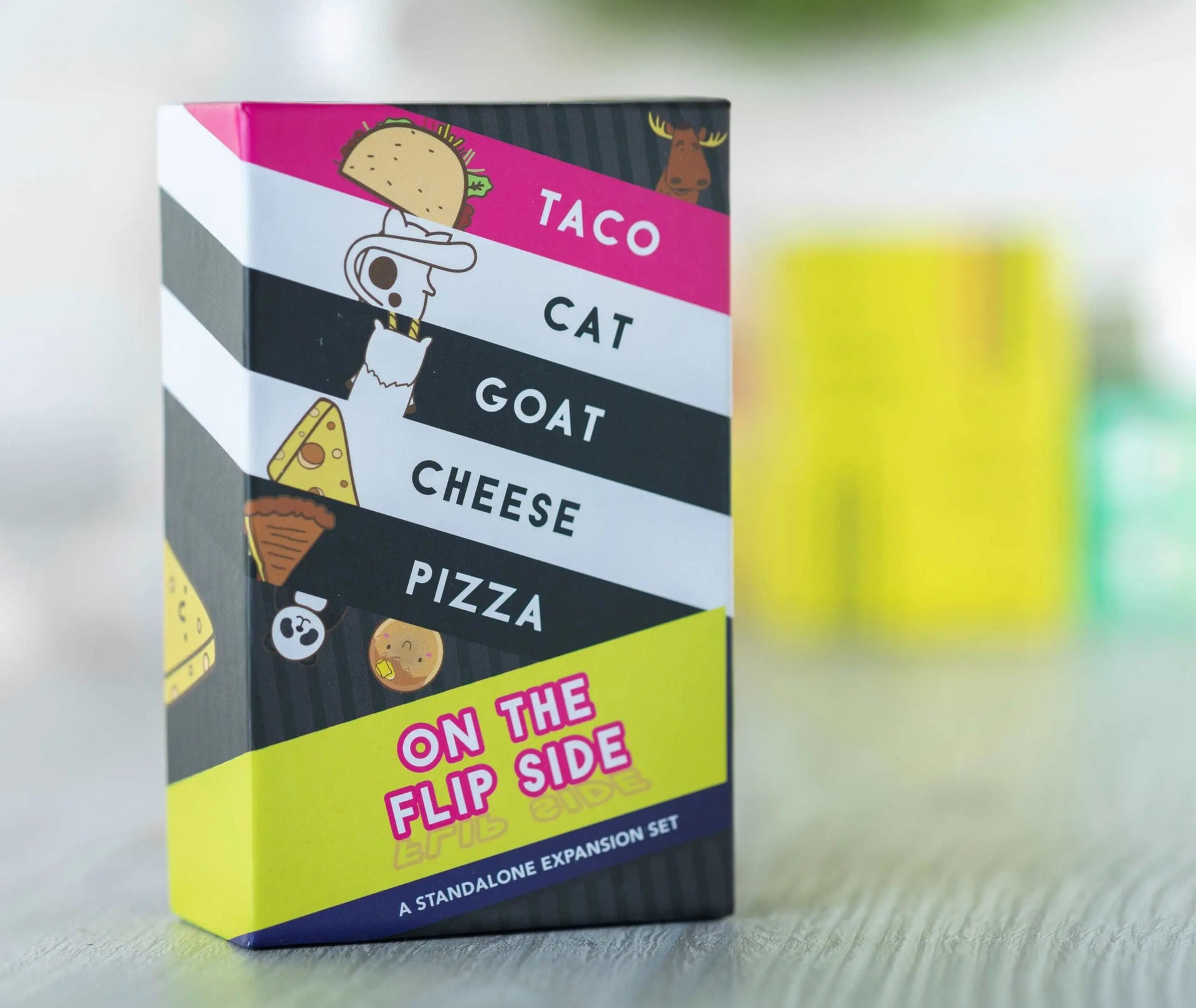 On The Flip Side expansion pack box for Taco Cat Goat Cheese Pizza card game