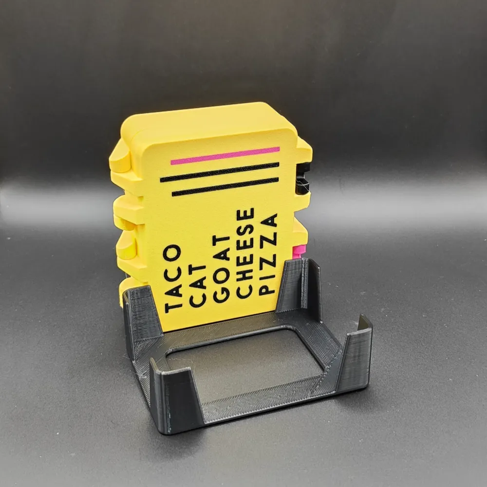 Snap-lock card box 3D printed storage case for Taco Cat Goat Cheese Pizza cards — free STL file on MakerWorld