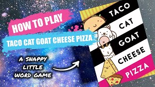 Overhead camera phone setup on a stand pointing down at Taco Cat Goat Cheese Pizza cards on a table