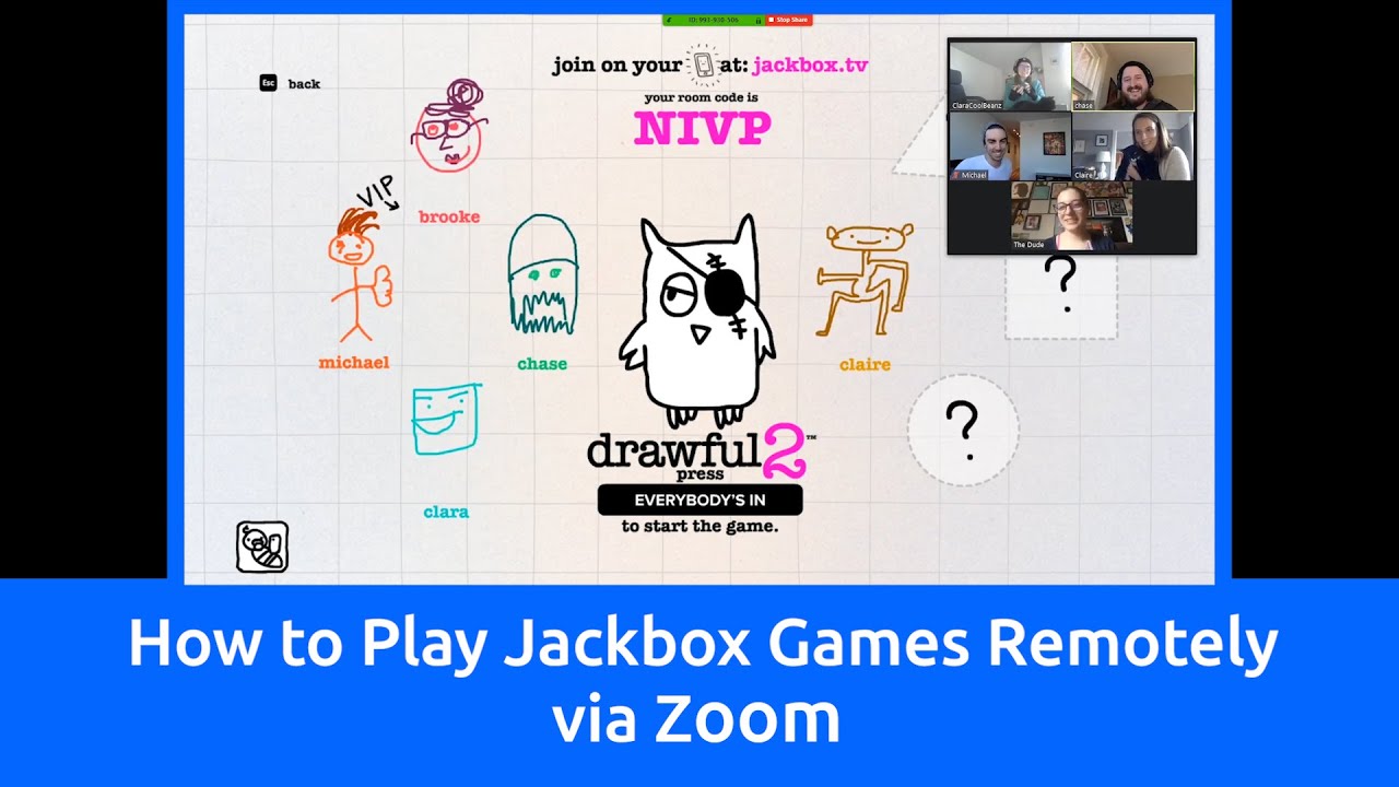 Jackbox Party Pack game lobby screen with multiple players connected via phones