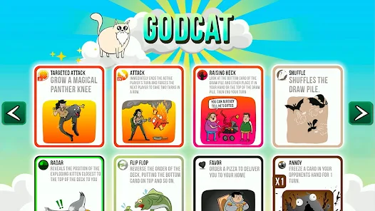 Exploding Kittens official mobile app gameplay screenshot showing card hands