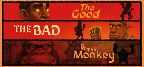 The Good The Bad and The Monkey Steam game cover art with Western theme
