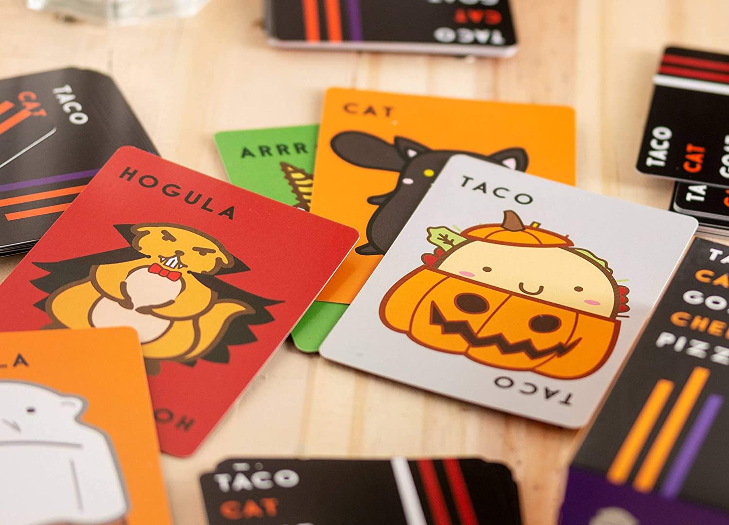 Taco Cat Goat Cheese Pizza seasonal editions collection Halloween Easter and Valentines versions side by side