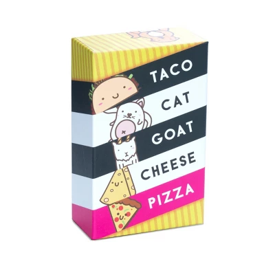 Close-up of Taco Cat Goat Cheese Pizza cards showing the five main characters
