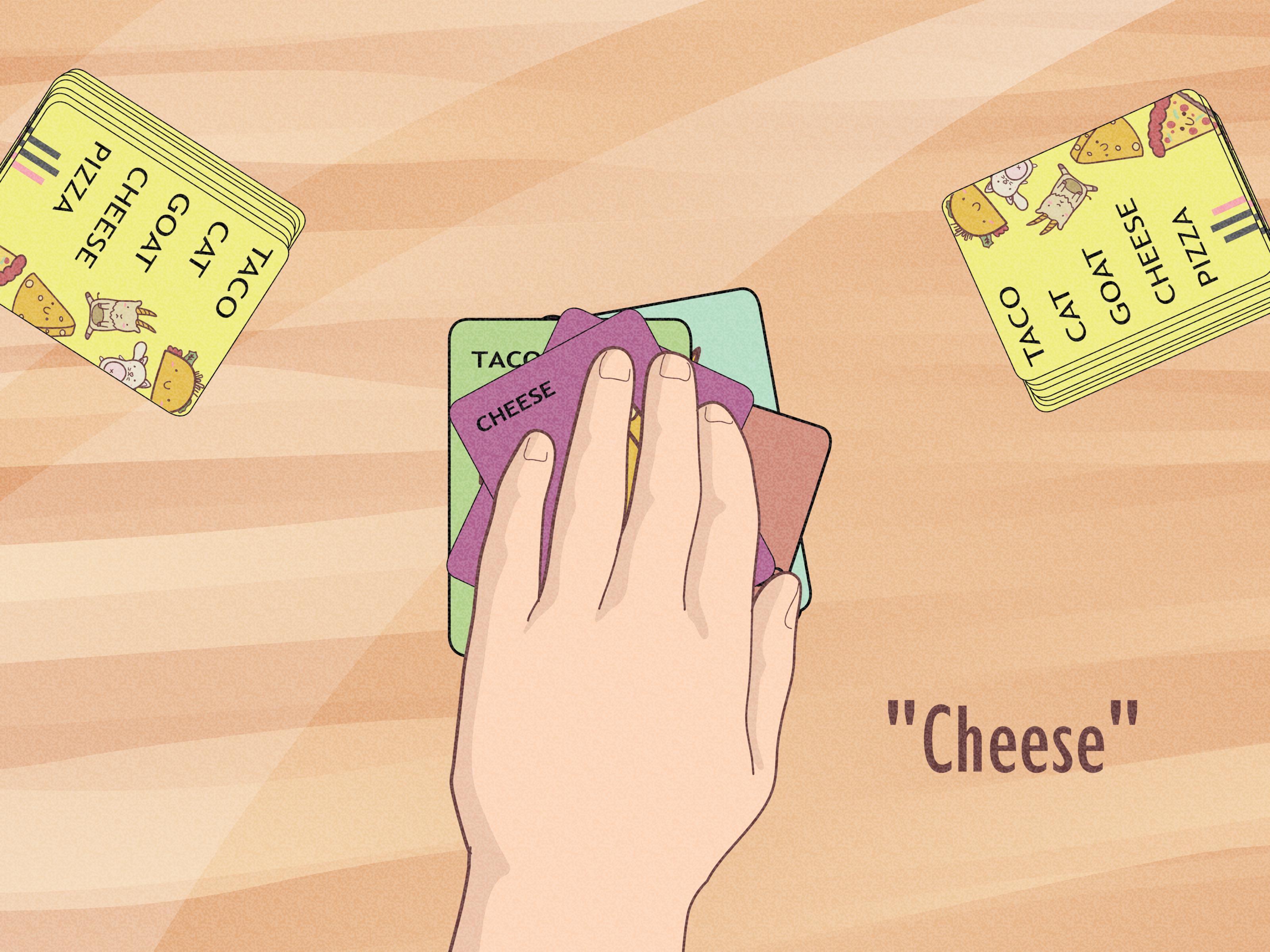 Proper hand positioning for slapping cards in Taco Cat Goat Cheese Pizza