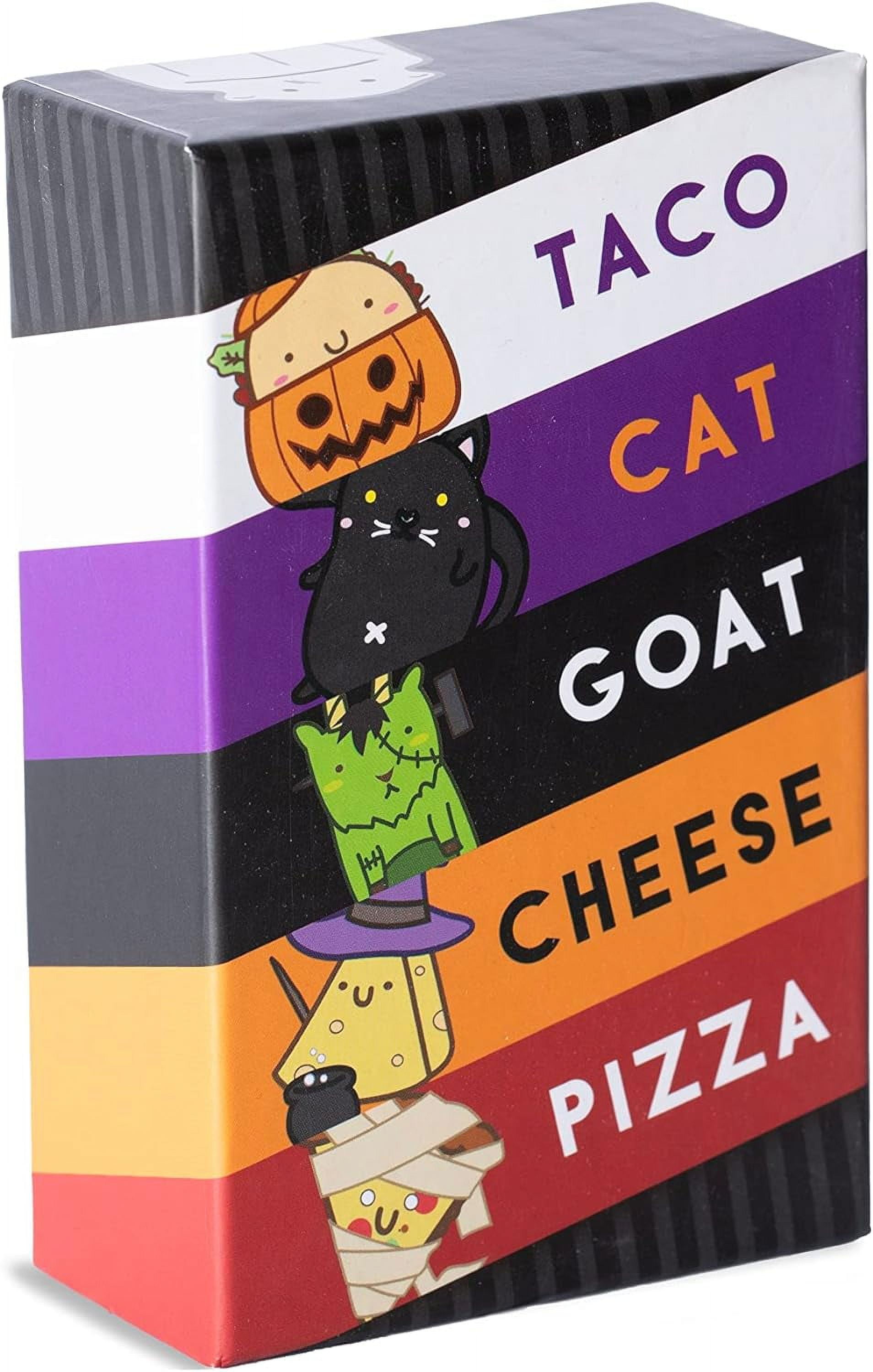 Walmart store exterior with Taco Cat Goat Cheese Pizza game on shelf in toy section